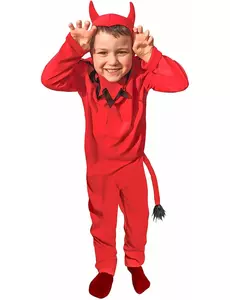 Teuflisches Kostüm für Kinder Halloween rot, Größe: 3-4 Jahre (90 bis 104 cm)