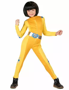 Spionin-Kinderkostüm für Fasching Kindheitshelden gelb-silberfarben, Größe: 7-9 Jahre(120-130 cm)