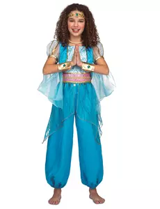 1001 Nacht-Kostüm für Mädchen Orient-Verkleidung türkis-gold, Größe: 10-12 Jahre (140 - 152 cm)