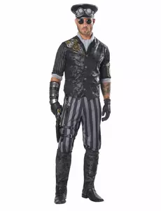 Steampunk-Captain Herrenkostüm schwarz-grau-goldfarben, Größe: X-Large
