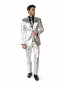 Costume da uomo Mr. Shiny Silver Opposuits, Taglia: Medium (EU 48-50)