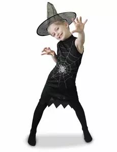 Costume da strega con cappello per bambine, Taglia: 3-4 anni (90 to 104 cm)
