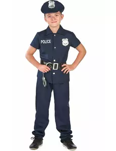 Déguisement policier à manches courtes enfant, Taille: 7–9 ans (120–130 cm)