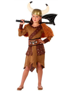  Déguisement pour Enfants 114869 Femme viking Marron (4 Pcs), fig. 1 