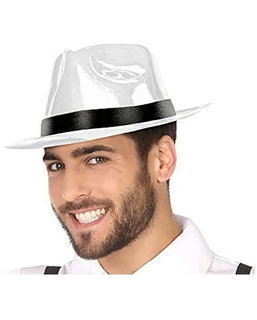  Chapeau Gangster Polyester Blanc Années 20, fig. 1 