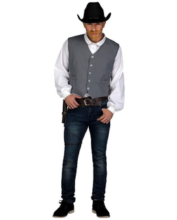  Verkleidung für Erwachsene My Other Me Grau Cowboy Größe M/L Weste, fig. 1 