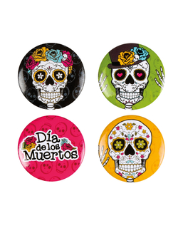  4 Badges 3 cm Dia de los muertos, fig. 1 