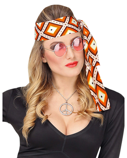  70er-Jahre-Kopfband für Damen Kostüm-Accessoire orange-weiss, fig. 1 