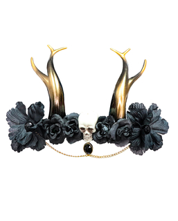  Edler Gothic-Haarschmuck mit Hörner Accessoire für Halloween schwarz-gold, fig. 1 