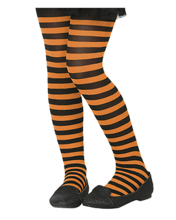  Strumpfhose für Kinder gestreift Accessoire Fasching orange-schwarz, fig. 1 