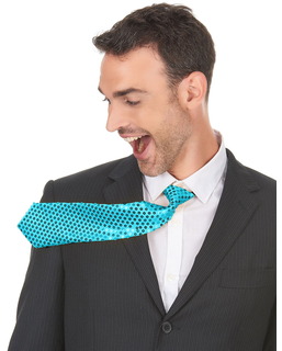  Cravate turquoise avec sequins adulte, fig. 1 