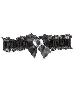  Jarretière sexy dentelle noire coeur argent femme, fig. 1 