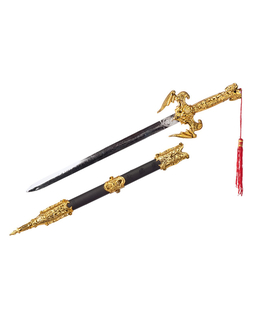  Kampfschwert-Spielzeugwaffe Ninja-Krieger Kostümzubehör schwarz-gold 50cm, fig. 1 