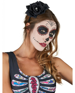  Serre-tête rose noire Dia De Los Muertos adulte, fig. 1 