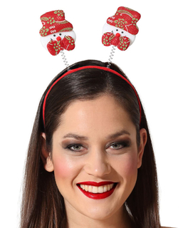  Weihnachtlicher-Haarreif mit Schneemännern Accessoire rot-weiß, fig. 1 