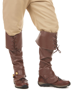  Sur-bottes marron simili cuir lacets et lanière cloutée adulte, fig. 1 