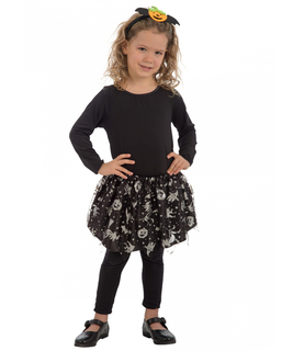  Hexen-Petticoat für Kinder Kostüm-Accessoire schwarz-silber, fig. 1 