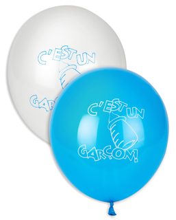  10 Ballons C'est un garçon ! bleus et blancs 30 cm, fig. 1 