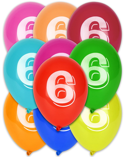  10 Ballons chiffre 6 multicolores 30 cm, fig. 1 