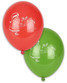  10 Ballons Noël rouges et verts 28 cm, fig. 1 