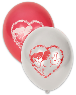  10 Ballons Saint Valentin blancs et rouges 30 cm, fig. 1 