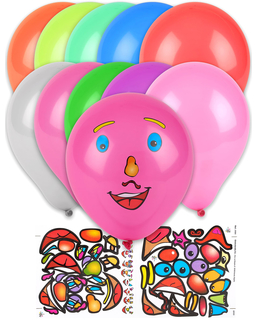  10 Ballons stickers visage multicolores 30 cm, fig. 1 