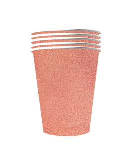  10 große Trinkbecher mit Glitzer aus Pappkarton rosegold, fig. 1 