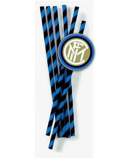  Inter Mailand™-Trinkhalme für Fußballabende 12 Stück blau-schwarz 19,5 cm, fig. 1 