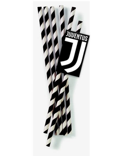  Juventus™ Strohhalme aus Pappe Tischzubehör für sportliche Partys 12 Stück schwarz-weiss 19,5 cm, fig. 1 