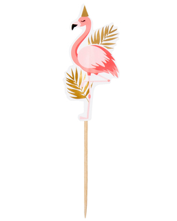  Partypicker mit Flamingos 12 Stück rosa-gold 13 cm, fig. 1 