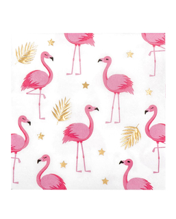  Tropische Flamingo-Servietten Tisch-Deko 20 Stück weiss-gold-pink 33 x 33 cm, fig. 1 