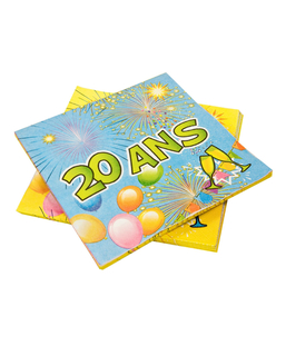  20 Serviettes en papier 20 ans Anniversaire Fiesta 33 cm, fig. 1 