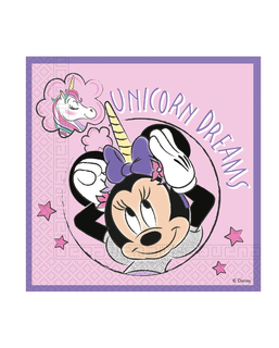  20 Serviettes en papier compostable Minnie Licorne™ 33 x 33 cm, fig. 1 