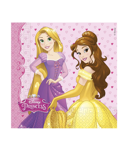  20 Serviettes en papier Princesses Disney™ cœurs 33 x 33 cm, fig. 1 