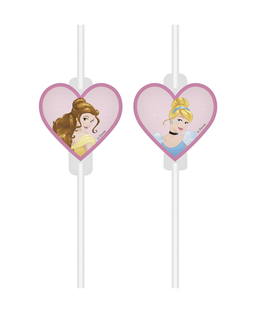  4 Pailles médaillon en carton Princesses Disney™ cœurs, fig. 1 