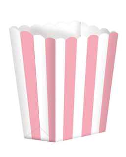  5 Boîtes à popcorn en carton rose et blanc 6,3 x 13,5 cm, fig. 1 