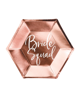  Bride Squad-Pappteller Tischzubehör 6 Stück roségold 23 cm, fig. 1 