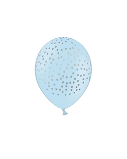  6 Ballons en latex bleu ciel pois argentés 30 cm, fig. 1 