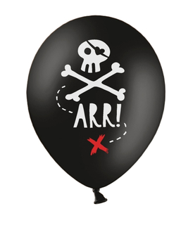  6 Ballons en latex fête de pirate noirs 30 cm, fig. 1 