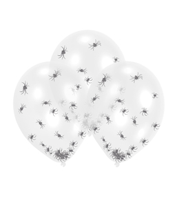  6 Ballons en latex transparents confettis araignées 27,5 cm, fig. 1 