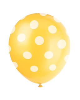  6 Ballons en latex jaune à pois blanc 30 cm, fig. 1 