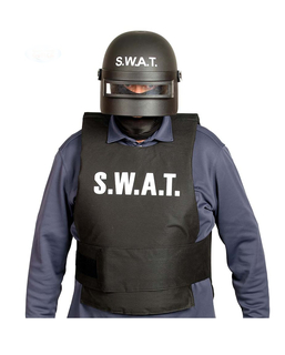  S.W.A.T-Helm Spezialeinheit Zubehör für Fasching schwarz-weiss, fig. 1 