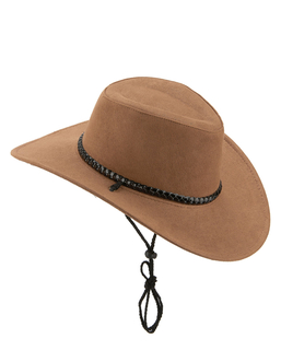  Chapeau cowboy luxe marron en suede adulte, fig. 1 