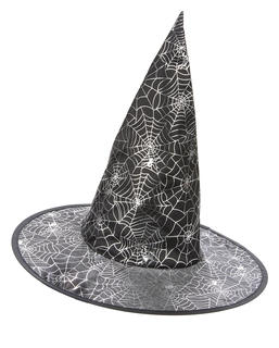  Chapeau de sorcière noir avec toile d'araignée blanche adulte, fig. 1 