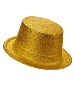  Chapeau haut de forme plastique pailleté or adulte, fig. 1 