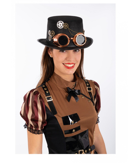  Chapeau haut de forme steampunk en feutre avec lunettes adulte, fig. 1 