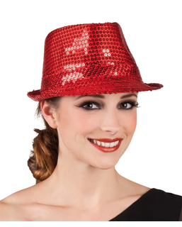  Chapeau borsalino à sequins rouge adulte, fig. 1 