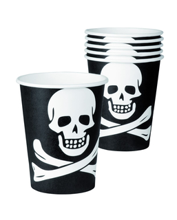  10 Totenkopfbecher Piraten-Deko schwarz-weiss 210 ml, fig. 1 