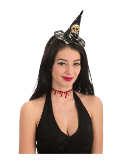  Mini chapeau de sorcière tête de mort Halloween femme, fig. 1 