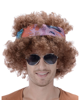  Afro Perücke Hippie für Erwachsene braun, fig. 1 